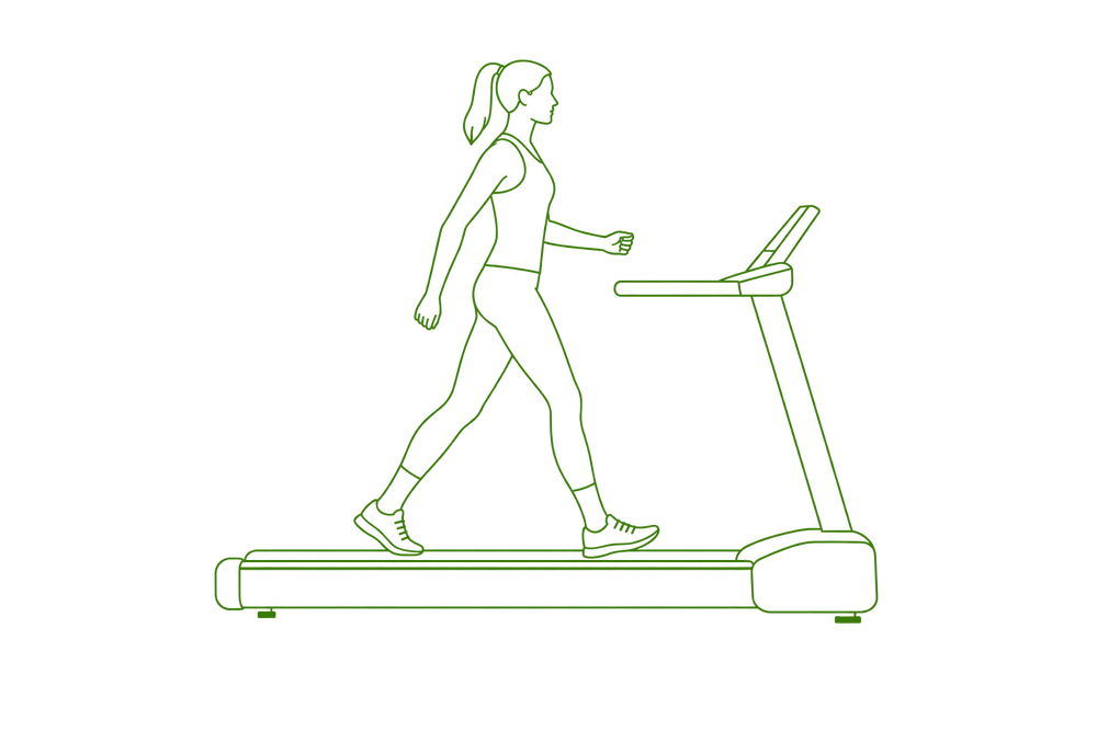 Line illustration of a generic treadmill, not a specific product